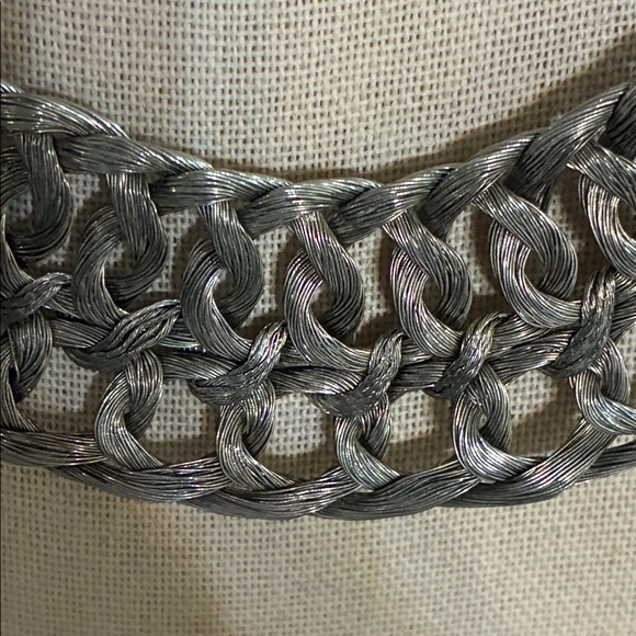 Silver Braided Wire Collar Necklace - Picture 2 of 3